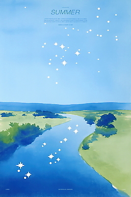 PSD 일러스트 자연 밤하늘 수채화 사람없음 파란색 반짝임 반사 고요 풀 감성 여름밤 국내일러스트 식물 컬러 컨셉 모션 하늘 여름 야간 생태계 파일형식