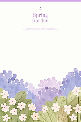 PSD 잎 일러스트 봄꽃 자연 수채화 사람없음 정원 보라색 국내일러스트 식물 꽃 컬러 봄 생태계 파일형식