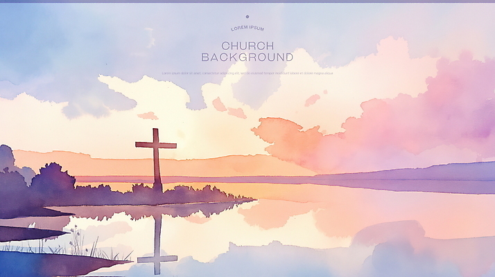 PSD 구름 기독교 호수 십자가 일러스트 하늘 사람없음 반사 평화 노을 풀 감성 국내일러스트 자연요소 식물 종교 컨셉 파일형식