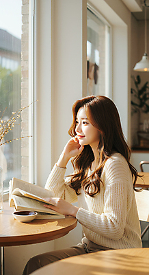 JPG 편집이미지 그릇 응시 여자 의자 탁자 한명 미소 앉기 성인 일상 책 독서 햇빛 턱괴기 카페 창가 베이지색 의료성형뷰티 성인여자한명만 편집실사 AI인물포토 AI콘텐츠 1 식기 시선 컬러 가구 창문 모션 표정 사람 라이프 태양 상점 CG 여자한명만 성인여자만 파일형식 AI포토