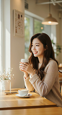 JPG 식물 편집이미지 응시 여자 화분 의자 탁자 조명 한명 미소 앉기 상반신 성인 일상 스마트폰 햇빛 카페 잡기 창가 라떼 베이지색 테이크아웃컵 의료성형뷰티 성인여자한명만 편집실사 AI인물포토 AI콘텐츠 1 시선 커피 컬러 가구 창문 모션 표정 사람 라이프 컵 핸드폰 스마트기기 태양 상점 CG 여자한명만 성인여자만 파일형식 AI포토