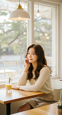 JPG 편집이미지 응시 여자 의자 탁자 조명 한명 미소 앉기 성인 일상 햇빛 카페 커피잔 창가 아이스커피 베이지색 의료성형뷰티 성인여자한명만 편집실사 AI인물포토 AI콘텐츠 1 시선 커피 컬러 가구 창문 모션 잔 표정 사람 라이프 태양 상점 CG 여자한명만 성인여자만 파일형식 AI포토