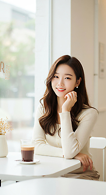 JPG 편집이미지 응시 여자 의자 탁자 한명 미소 앉기 상반신 성인 일상 햇빛 턱괴기 카페 커피잔 창가 베이지색 의료성형뷰티 성인여자한명만 편집실사 AI인물포토 AI콘텐츠 1 시선 커피 컬러 가구 창문 모션 잔 표정 사람 라이프 태양 상점 CG 여자한명만 성인여자만 파일형식 AI포토