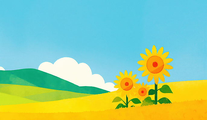JPG 구름 일러스트 여름꽃 자연 하늘 해바라기 산 초원 사람없음 여름풍경 국내일러스트 AI일러스트 AI콘텐츠 자연요소 꽃 풍경 생태계 파일형식 여름_계절