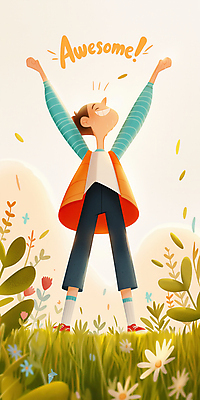 JPG 남자 꽃 어린이 일러스트 한명 미소 소년 잔디 햇빛 노란색 손들기 희망 기쁨 만세 꿈 풀잎 긍정 활기 소년한명만 흩날리기 국내일러스트 AI일러스트 AI콘텐츠 식물 1 감정 컬러 컨셉 잎 모션 표정 사람 태양 풀_식물 남자한명만 소년만 파일형식