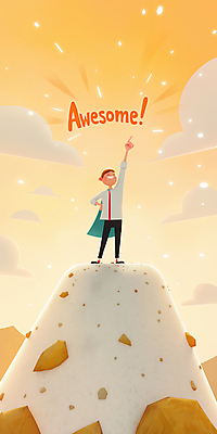 JPG 구름 남자 어린이 허리손 일러스트 산 한명 미소 소년 반짝임 햇빛 노란색 손들기 희망 기쁨 꿈 가리킴 정상 망토 긍정 활기 소년한명만 국내일러스트 AI일러스트 AI콘텐츠 자연요소 1 감정 컬러 포즈 컨셉 모션 표정 사람 손짓 태양 남자한명만 소년만 파일형식