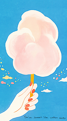 JPG 구름 손 분홍색 일러스트 하늘 바람 들기 신체부위 파란색 달콤 솜사탕 국내일러스트 AI일러스트 AI콘텐츠 자연요소 컬러 모션 날씨 디저트 사람 맛 파일형식