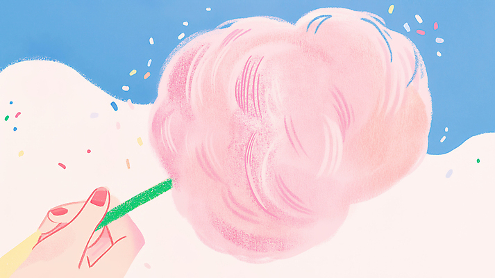 JPG 구름 손 분홍색 일러스트 하늘 바람 들기 신체부위 파란색 달콤 솜사탕 국내일러스트 AI일러스트 AI콘텐츠 자연요소 컬러 모션 날씨 디저트 사람 맛 파일형식