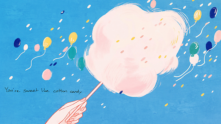 JPG 구름 손 분홍색 일러스트 하늘 바람 들기 신체부위 파란색 달콤 풍선 솜사탕 국내일러스트 AI일러스트 AI콘텐츠 자연요소 컬러 모션 날씨 디저트 사람 맛 파일형식