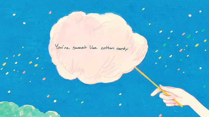 JPG 구름 손 분홍색 일러스트 하늘 바람 들기 신체부위 파란색 달콤 솜사탕 국내일러스트 AI일러스트 AI콘텐츠 자연요소 컬러 모션 날씨 디저트 사람 맛 파일형식