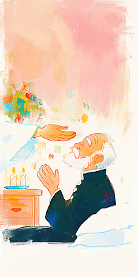 JPG 손 노년 남자 분홍색 일러스트 실내 한명 앉기 신체부위 성당 평화 눈감음 고요 천주교 기도 감성 손뻗기 신부복 신부님 노인남자한명만 국내일러스트 AI일러스트 AI콘텐츠 1 종교 컬러 컨셉 종교건축 모션 사람 성인 내부 남자한명만 노인남자만 파일형식