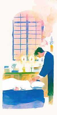 JPG 남자 어린이 일러스트 촛불 창문 베개 실내 소년 성인 두명 눕기 성당 평화 고요 만지기 천주교 촛대 감성 신부복 신부님 남자만 국내일러스트 AI일러스트 AI콘텐츠 종교 컨셉 초 종교건축 침구 모션 사람 내부 파일형식