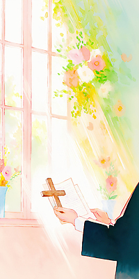 JPG 손 꽃 종이 잎 일러스트 실내 들기 신체부위 빛 햇빛 성당 평화 고요 천주교 기도 감성 신부복 화창 신부님 국내일러스트 AI일러스트 AI콘텐츠 식물 종교 컨셉 종교건축 모션 날씨 사람 내부 태양 파일형식