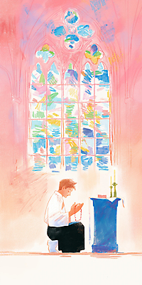 JPG 전신 남자 분홍색 일러스트 목걸이 실내 한명 들기 성인 성당 평화 눈감음 고요 천주교 기도 무릎꿇기 촛대 감성 스테인드글라스 신부복 신부님 성인남자한명만 국내일러스트 AI일러스트 AI콘텐츠 1 종교 컬러 컨셉 장신구 종교건축 모션 유리 사람 내부 남자한명만 성인남자만 파일형식