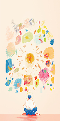 JPG 전신 남자 십자가 일러스트 실내 한명 성인 뒷모습 성당 평화 고요 천주교 기도 얼룩 가부좌 감성 신부복 신부님 성인남자한명만 국내일러스트 AI일러스트 AI콘텐츠 1 종교 뷰포인트 컨셉 종교건축 사람 앉기 내부 남자한명만 성인남자만 파일형식