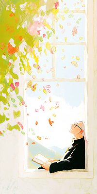 JPG 응시 노년 남자 일러스트 꽃나무 한명 들기 상반신 독서 햇빛 성당 평화 성경 기댐 고요 천주교 올려보기 창틀 감성 신부복 화창 신부님 노인남자한명만 안경낌 국내일러스트 AI일러스트 AI콘텐츠 나무 1 시선 꽃 종교 안경 컨셉 종교용품 창문 종교건축 모션 날씨 사람 성인 태양 남자한명만 노인남자만 파일형식