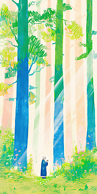 JPG 전신 나무 노년 남자 일러스트 자연 한명 햇빛 평화 고요 천주교 기도 풀 숲속 큼 감성 신부복 신부님 노인남자한명만 국내일러스트 AI일러스트 AI콘텐츠 식물 1 종교 컨셉 사람 성인 태양 숲 크기 생태계 남자한명만 노인남자만 파일형식