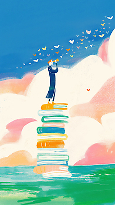 JPG 전신 구름 남자 일러스트 자연 하늘 한명 들기 풍경 성인 독서 망원경 꿈 자유 교양 성장 정상 탐색 새떼 상상력 창의력 찾기 책더미 성인남자한명만 국내일러스트 AI일러스트 AI콘텐츠 자연요소 1 컨셉 모션 조류 사람 책 생태계 무더기 남자한명만 성인남자만 파일형식