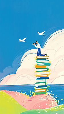 JPG 전신 구름 남자 바다 일러스트 자연 조류 하늘 한명 들기 풍경 성인 독서 망원경 꿈 자유 교양 성장 정상 무릎꿇기 탐색 상상력 창의력 찾기 책더미 성인남자한명만 국내일러스트 AI일러스트 AI콘텐츠 자연요소 동물 1 컨셉 모션 사람 책 생태계 무더기 남자한명만 성인남자만 파일형식
