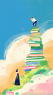 JPG 전신 구름 커플 여자 남자 일러스트 하늘 들기 풍경 성인 두명 독서 망원경 꿈 자유 교양 성장 정상 탐색 간보기 상상력 창의력 찾기 책더미 성인만 국내일러스트 AI일러스트 AI콘텐츠 자연요소 컨셉 관계 모션 사람 책 무더기 파일형식