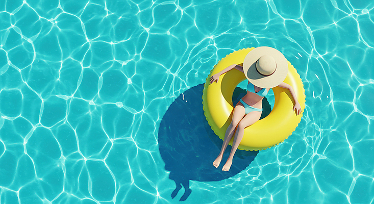 JPG 전신 편집이미지 여자 여유 물결 수영장 그림자 한명 성인 여름 파란색 비키니 햇빛 수영 기댐 수면 떠있는 튜브 챙모자 성인여자한명만 편집3D AI컴퓨터그래픽 AI콘텐츠 모자_잡화 1 계절 수영복 감정 컬러 모션 사람 물 태양 3D 수상스포츠 여자한명만 성인여자만 파일형식