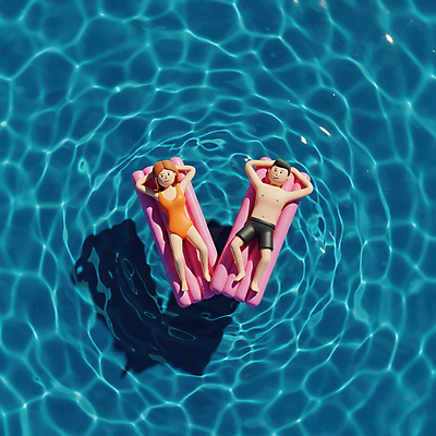 JPG 전신 편집이미지 여자 남자 수영복 여유 물결 물놀이 휴식 수영장 그림자 성인 두명 여름 파란색 눕기 햇빛 수면 떠있는 편안함 비치베드 튜브 팔베개 성인만 편집3D AI컴퓨터그래픽 AI콘텐츠 옷 계절 감정 컬러 컨셉 모션 놀이 사람 물 태양 3D 감각 파일형식