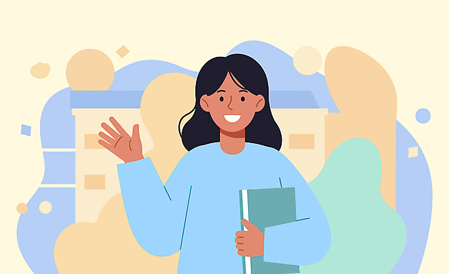 여자 대학생 일러스트 교재 한명 미소 들기 상반신 성인 책 캠퍼스라이프 입학 대학교 손인사 환영 성인여자한명만 국내일러스트 AI파일 1 학생 라이프스타일 교육 학교 모션 표정 사람 인사 여자한명만 성인여자만 파일형식 벡터