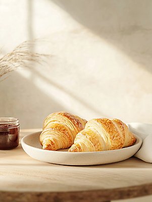 JPG 편집이미지 그릇 사람없음 햇빛 갈색 카페 빵집 식탁보 아침식사 잼 크루아상 브런치 페스츄리 편집실사 AI포토 AI콘텐츠 식기 빵 컬러 태양 상점 식사 소스_음식 CG 파일형식