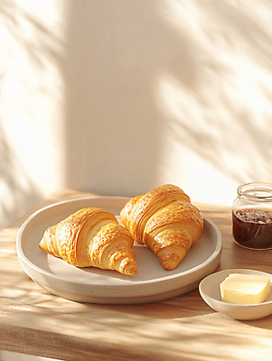 JPG 편집이미지 그릇 따뜻함 사람없음 햇빛 갈색 카페 빵집 아침식사 잼 크루아상 브런치 버터 페스츄리 편집실사 AI포토 AI콘텐츠 식기 빵 컬러 태양 상점 식사 소스_음식 CG 파일형식