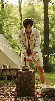 JPG 전신 나무 편집이미지 남자 자연 휴식 텐트 한명 잔디 성인 햇빛 캠핑 잡기 숲속 장작 힐링 도끼 나무토막 나무탁자 알전구 의료성형뷰티 성인남자한명만 편집실사 AI인물포토 AI콘텐츠 식물 1 컨셉 전구 모션 탁자 레저 캠핑도구 사람 태양 숲 CG 생태계 남자한명만 성인남자만 파일형식 AI포토