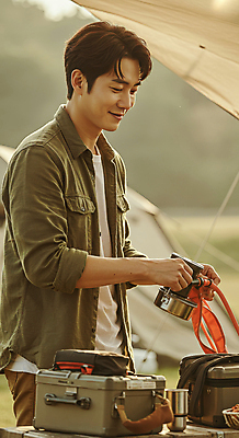 JPG 편집이미지 남자 여유 자연 휴식 텐트 한명 미소 들기 상반신 성인 상자 햇빛 캠핑 힐링 호스 의료성형뷰티 성인남자한명만 편집실사 AI인물포토 AI콘텐츠 1 감정 컨셉 모션 레저 표정 캠핑도구 사람 태양 CG 생태계 남자한명만 성인남자만 파일형식 AI포토