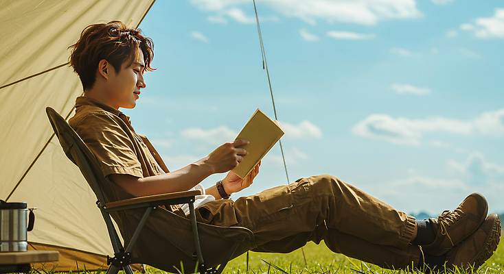 JPG 전신 구름 편집이미지 남자 자연 하늘 휴식 텐트 한명 들기 앉기 잔디 성인 책 독서 햇빛 기댐 캠핑 다리꼬기 힐링 의료성형뷰티 성인남자한명만 캠핑의자 편집실사 AI인물포토 AI콘텐츠 자연요소 식물 1 컨셉 의자 모션 레저 캠핑도구 사람 태양 CG 생태계 남자한명만 성인남자만 파일형식 AI포토