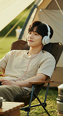 JPG 편집이미지 남자 여유 탁자 휴식 텐트 한명 미소 앉기 잔디 성인 헤드폰 기댐 캠핑 힐링 의료성형뷰티 성인남자한명만 캠핑의자 편집실사 AI인물포토 AI콘텐츠 식물 1 감정 음향기기 가구 컨셉 의자 모션 레저 표정 캠핑도구 사람 CG 남자한명만 성인남자만 파일형식 AI포토