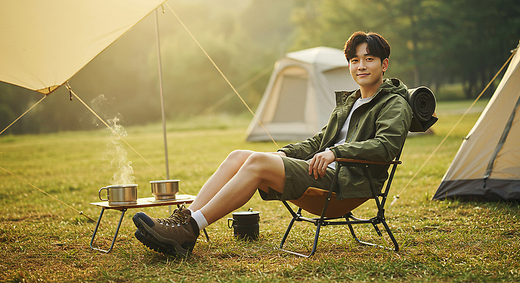 JPG 전신 편집이미지 응시 남자 여유 자연 탁자 휴식 텐트 한명 미소 앉기 잔디 성인 컵 햇빛 기댐 캠핑 수증기 힐링 의료성형뷰티 성인남자한명만 캠핑의자 편집실사 AI인물포토 AI콘텐츠 식물 1 식기 시선 감정 가구 컨셉 의자 모션 레저 표정 캠핑도구 사람 태양 CG 생태계 남자한명만 성인남자만 파일형식 AI포토