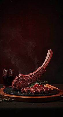 JPG 편집이미지 와인잔 방울토마토 스테이크 사람없음 레스토랑 와인 검은색 식사 어둠 소고기 바비큐 굽기 로즈메리 구운감자 돌판 토마호크 편집실사 AI포토 AI콘텐츠 음식 컬러 토마토 술잔 감자 주류 서양음식 육류 식당 돌_바위 구이 허브 CG 파일형식