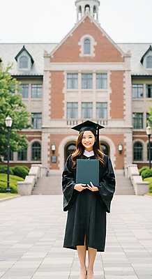 JPG 전신 편집이미지 여자 학사모 성공 졸업식 졸업생 한명 서기 미소 들기 성인 야외 건물 청춘 햇빛 검은색 기쁨 졸업가운 졸업장 대학교 졸업사진 기념사진 의료성형뷰티 성인여자한명만 편집실사 AI인물포토 AI콘텐츠 모자_잡화 1 건축물 감정 컬러 컨셉 졸업 학교 모션 표정 사람 태양 가운 CG 여자한명만 성인여자만 파일형식 AI포토