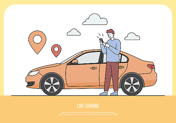 전신 구름 남자 일러스트 자동차 한명 들기 성인 스마트폰 주황색 GPS 성인남자한명만 국내일러스트 AI파일 자연요소 1 육상교통 컬러 모션 사람 핸드폰 스마트기기 남자한명만 성인남자만 파일형식 벡터