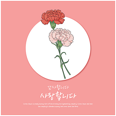 분홍색 잎 일러스트 사랑 사람없음 어버이날 스승의날 두송이 카네이션 감사 가정의달 국내일러스트 AI파일 식물 기념일 꽃 감정 컬러 2 5월 파일형식 벡터