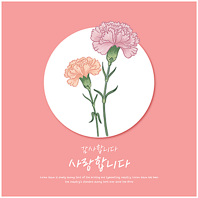 분홍색 잎 일러스트 사랑 사람없음 어버이날 스승의날 두송이 카네이션 감사 가정의달 국내일러스트 AI파일 식물 기념일 꽃 감정 컬러 2 5월 파일형식 벡터