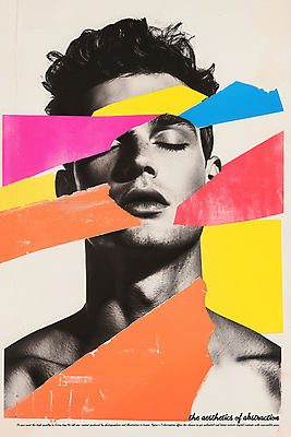 PSD 편집이미지 디자인 남자 포스터 얼굴 추상 흑백 한명 상반신 성인 컬러풀 눈감음 빈티지 팝아트 콜라주 찢어짐 성인남자한명만 이미지편집 1 컬러 컨셉 무늬 모션 촬영기법 사람 신체부위 그림 남자한명만 성인남자만 파일형식