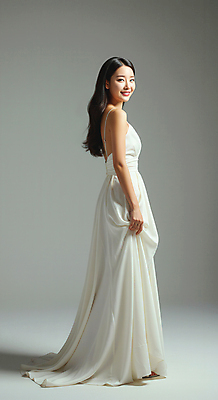 JPG 전신 모델 편집이미지 드레스 여자 포즈 한명 웃음 성인 옆모습 흰색 잡기 의료성형뷰티 성인여자한명만 편집실사 AI인물포토 AI콘텐츠 1 옷 뷰포인트 컬러 모션 표정 사람 CG 여자한명만 성인여자만 파일형식 AI포토