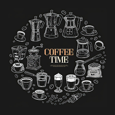 PSD 일러스트 티타임 사람없음 세트 검은색 원두 수증기 커피잔 커피포트 커피메이커 컵받침 그라인더 아메리카노 카푸치노 라떼 시나몬스틱 엘리먼트 커피자루 국내일러스트 커피 컬러 주전자 휴식 잔 받침대 자루 시나몬 커피용품 파일형식