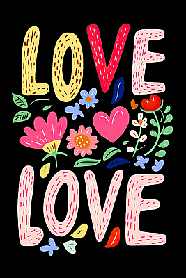 PSD 꽃잎 포스터 잎 일러스트 사랑 사람없음 하트 손그림 알록달록 국내일러스트 모양 식물 꽃 감정 컬러풀 파일형식