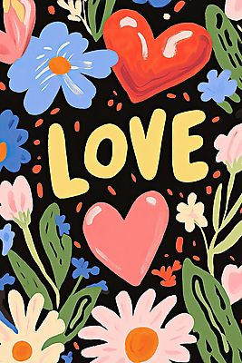 PSD 꽃잎 포스터 잎 일러스트 사랑 사람없음 하트 손그림 알록달록 국내일러스트 모양 식물 꽃 감정 컬러풀 파일형식