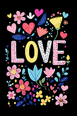 PSD 꽃잎 포스터 잎 일러스트 사랑 사람없음 하트 손그림 알록달록 국내일러스트 모양 식물 꽃 감정 컬러풀 파일형식