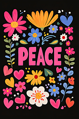 PSD 꽃잎 포스터 잎 일러스트 사람없음 평화 하트 손그림 알록달록 국내일러스트 모양 식물 꽃 컨셉 컬러풀 파일형식