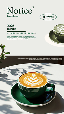 PSD 편집이미지 잎 안내 그림자 사람없음 여름휴가 날짜 휴무 커피잔 컵받침 녹차라떼 라떼아트 이미지편집 식물 커피 휴가 잔 받침대 그림 라떼 파일형식 여름_계절