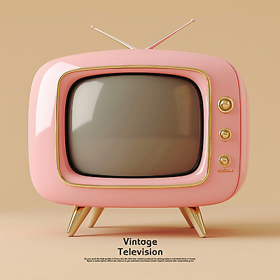 PSD 편집이미지 분홍색 사람없음 3D 텔레비전 빈티지 클래식 복고 아날로그 광택 감성 편집3D 컬러 컨셉 전자제품 디지털합성 파일형식