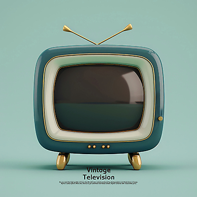 PSD 편집이미지 사람없음 3D 텔레비전 빈티지 클래식 복고 청록색 아날로그 광택 감성 편집3D 컬러 컨셉 전자제품 디지털합성 파일형식