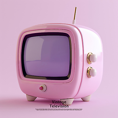 PSD 편집이미지 분홍색 사람없음 3D 텔레비전 빈티지 클래식 복고 아날로그 광택 감성 편집3D 컬러 컨셉 전자제품 디지털합성 파일형식